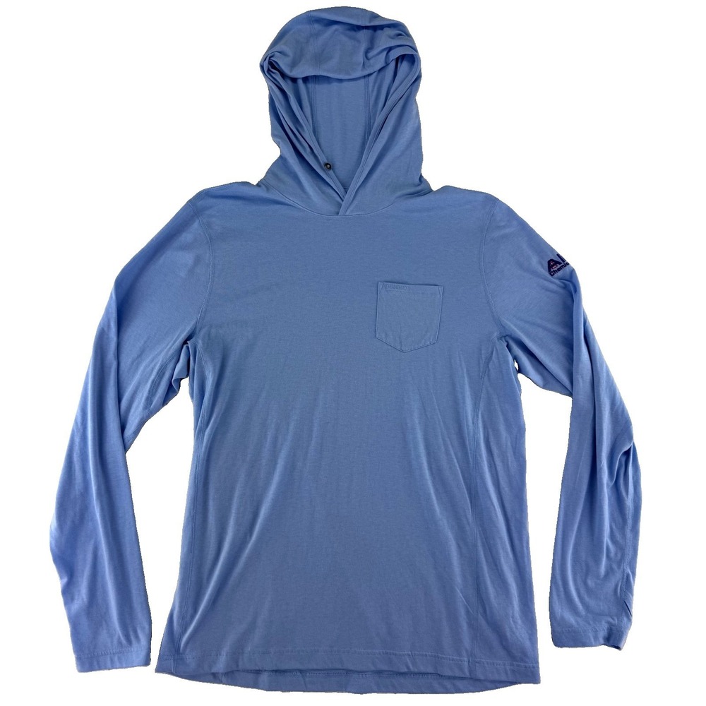 Poncho Hoodie Long Sleeve Shirt Size Large Blue Pocket
